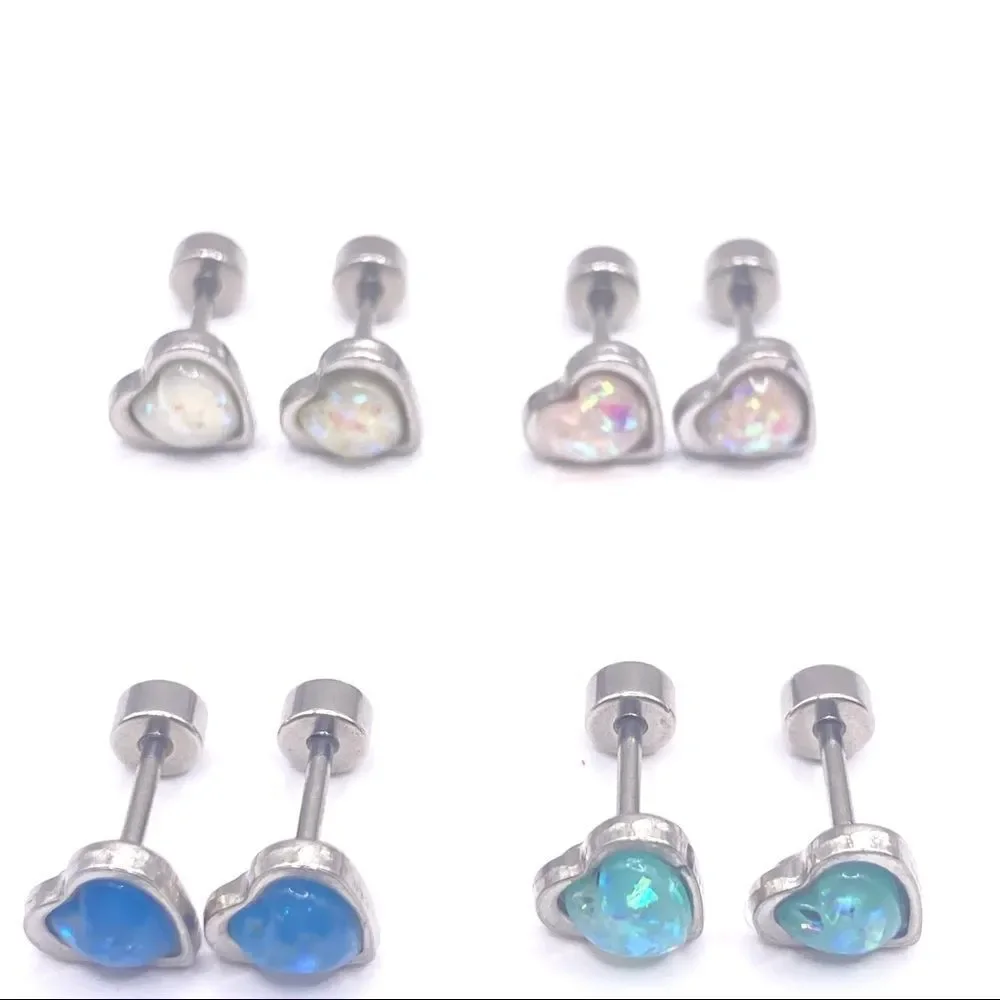 Set of 6 10g cartilage stud earrings